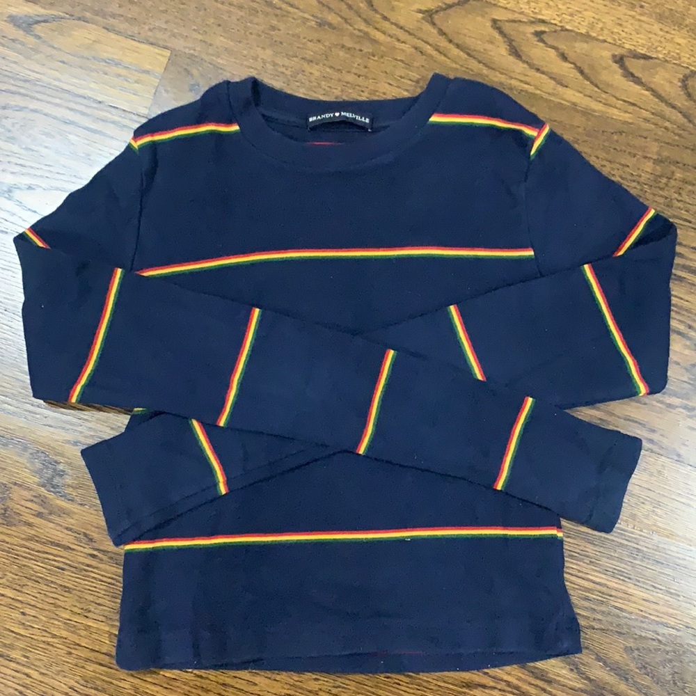 Brandy Melville striped king sleeve crop top